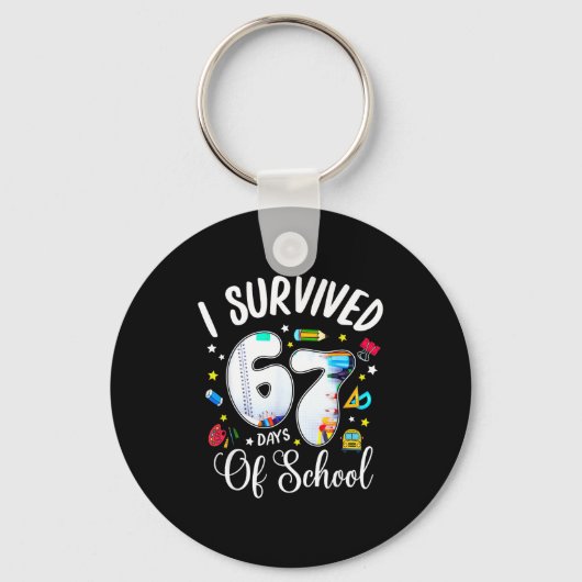 I Survived 67 Days Of School Funny Meme Teacher St キーホルダー (正面)