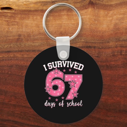 I Survived 67 Days Of School Funny Meme Teacher St キーホルダー (正面)
