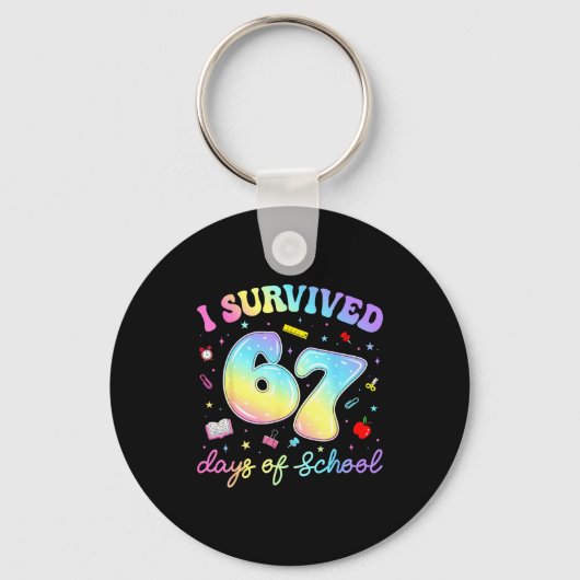 I Survived 67 Days Of School Funny Meme Teacher St キーホルダー (正面)