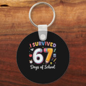I Survived 67 Days Of School Funny Meme Teacher St キーホルダー (正面)