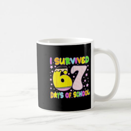 I Survived 67 Days Of School Funny Meme Teacher St コーヒーマグカップ (右)