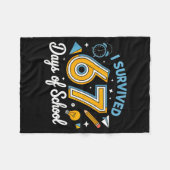 I Survived 67 Days Of School Funny Meme Teacher St フリースブランケット (正面(横))