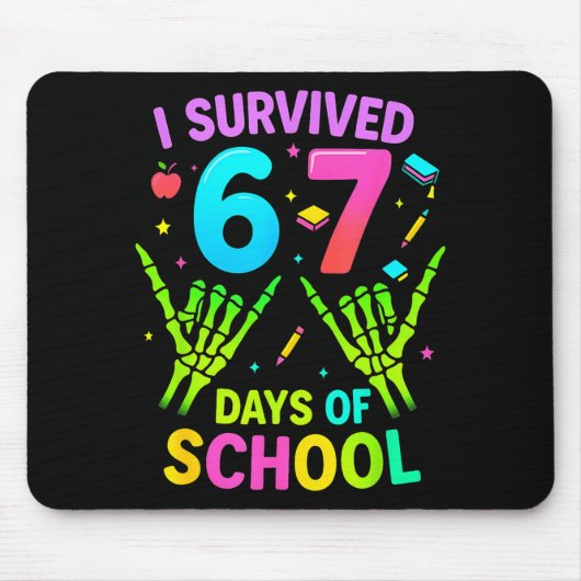 I Survived 67 Days Of School Funny Meme Teacher St マウスパッド (正面)