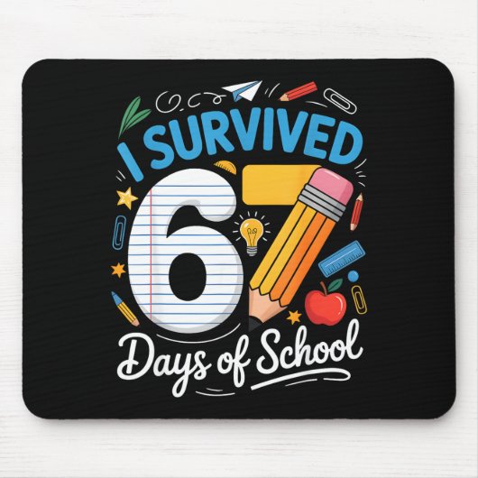 I Survived 67 Days Of School Funny Meme Teacher St マウスパッド (正面)