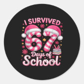I Survived 67 Days Of School Funny Meme Teacher St ラウンドシール (正面)