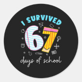 I Survived 67 Days Of School Funny Meme Teacher St ラウンドシール (正面)