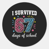 I Survived 67 Days Of School Funny Meme Teacher St ラウンドシール (正面)