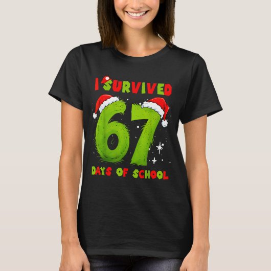 I Survived 67 Days Of School Funny Meme Teacher St Tシャツ (正面)