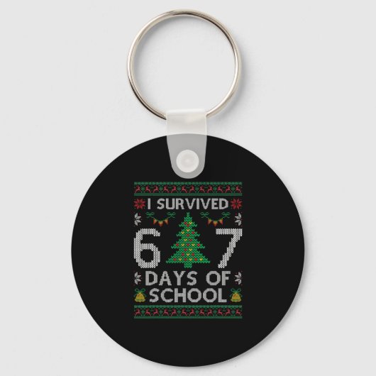 I Survived 67 Days Of School Funny Six Seven Meme  キーホルダー (正面)
