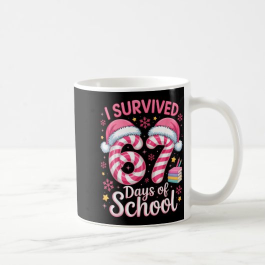 I Survived 67 Days Of School Funny Student Winter コーヒーマグカップ (右)