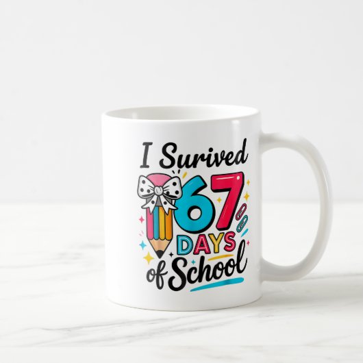 I Survived 67 Days Of School - Funny Teachers Stud コーヒーマグカップ (右)