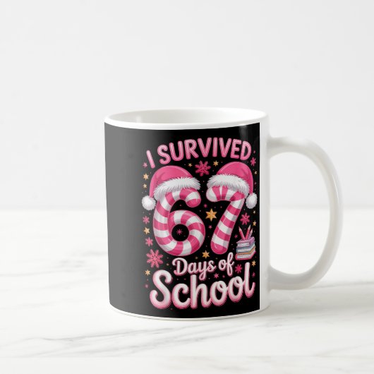 I Survived 67 Days Of School - Funny Teachers Stud コーヒーマグカップ (右)