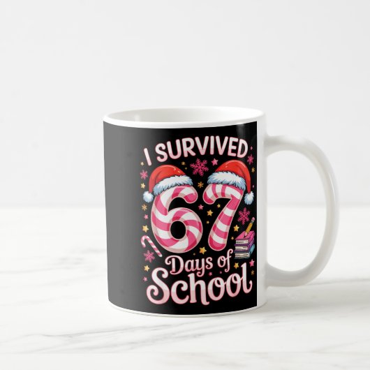 I Survived 67 Days Of School - Funny Teachers Stud コーヒーマグカップ (右)