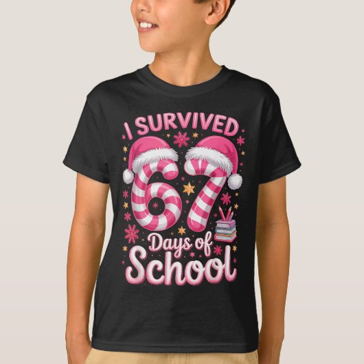 I Survived 67 Days Of School - Funny Teachers Stud Tシャツ (正面)