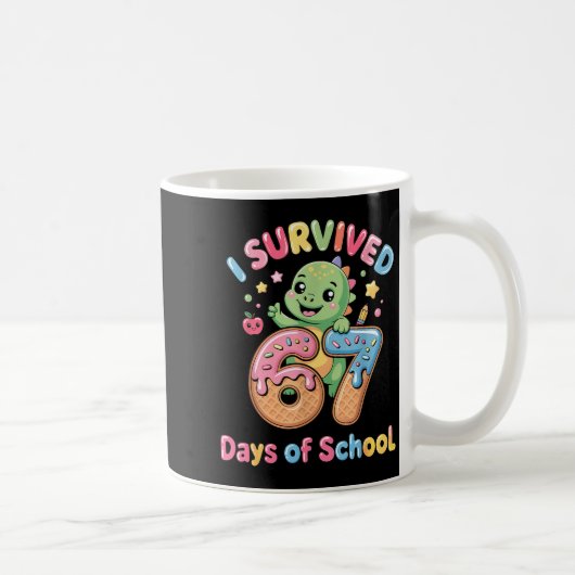 I Survived 67 Days Of School Ice Cream Drip Dino R コーヒーマグカップ (右)