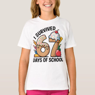 I Survived 67 Days of School Ice Cream Waffl Tシャツ