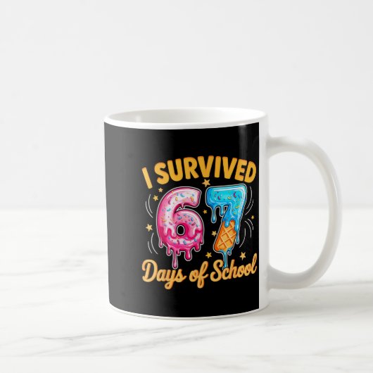 I Survived 67 Days Of School Six Seven Ice Cream T コーヒーマグカップ (右)