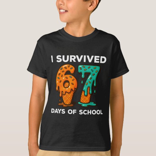 I Survived 67 Days Of School Six Seven Meme Ice Cr Tシャツ (正面)