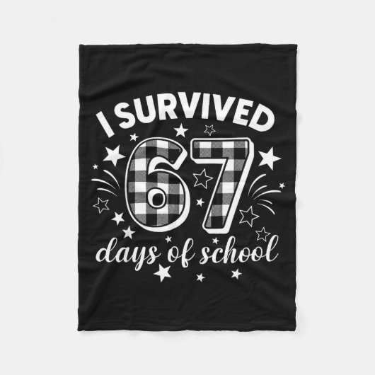 I Survived 67 Days Of School Six Seven Meme Studen フリースブランケット (正面)