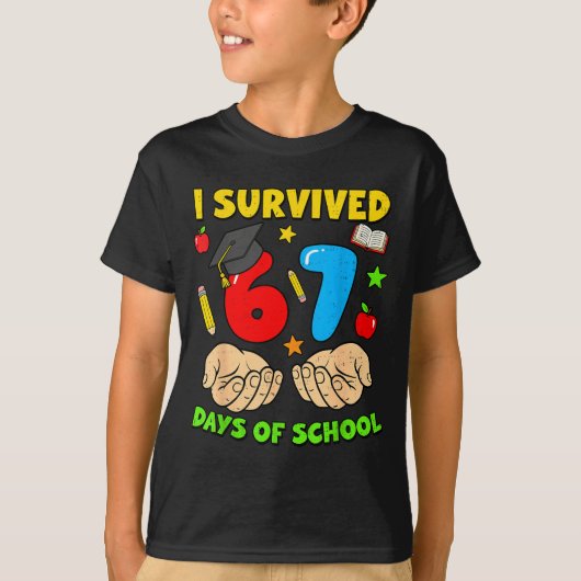 I Survived 67 Days Of School Six Seven Meme Studen Tシャツ (正面)
