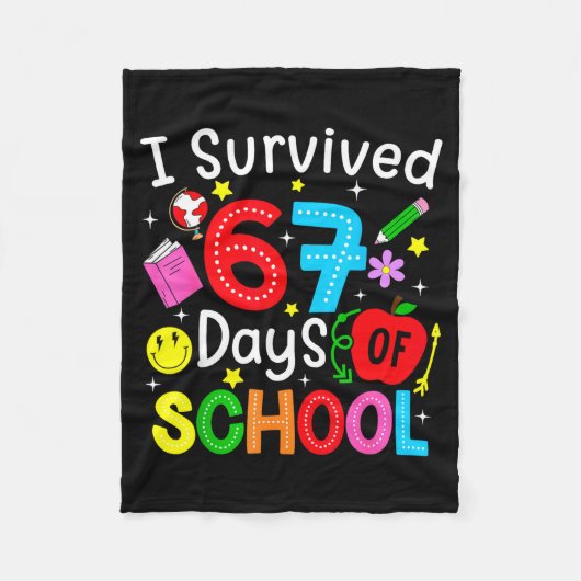 I Survived 67 Days Of School Six Seven Meme Teache フリースブランケット (正面)