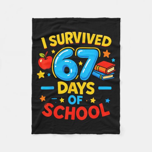 I Survived 67 Days Of School Six Seven Meme Teache フリースブランケット (正面)