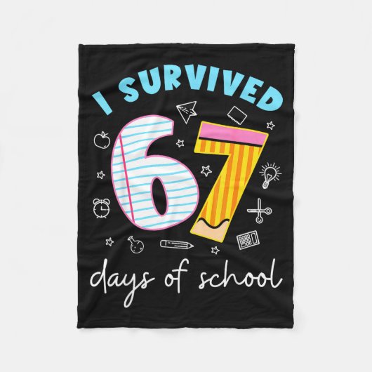 I Survived 67 Days Of School Six Seven Meme Teache フリースブランケット (正面)