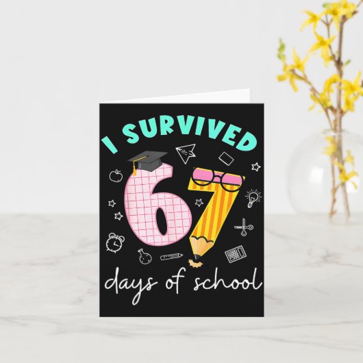 I Survived 67 Days Of School Students Teachers 100 カード (黄色い花)
