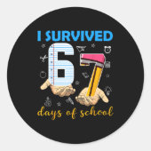 I Survived 67 Days Of School Students Teachers 100 ラウンドシール (正面)