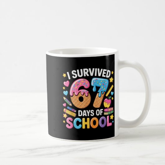 I Survived 67 Days Of School Teacher Student Ice C コーヒーマグカップ (右)