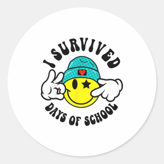 I Survived 67 Days Of School Teachers Students Six ラウンドシール (正面)