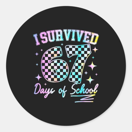 I Survived 67 Days Of School Tie Dye 67th Day Teac ラウンドシール (正面)