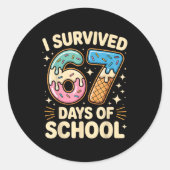 I Survived 67 Days Of School With A Funny Ice Crea ラウンドシール (正面)