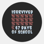 I Survived 67 Days Of School Xmas Candy Cane Tally ラウンドシール (正面)