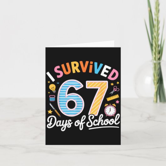 I Survived 67 Days School Funny Six Seven Meme Tea カード (正面)