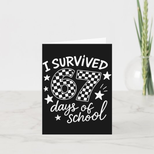 I Survived 67 Six Seven Days Of School Checkered B カード (正面)