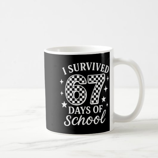 I Survived 67 Six Seven Days Of School Checkered B コーヒーマグカップ (右)