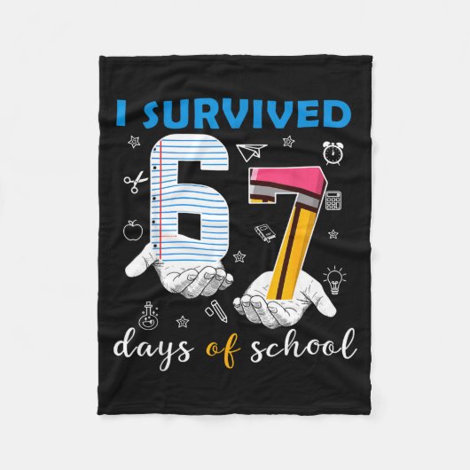 I Survived 67 Six Seven Days Of School Teacher Han フリースブランケット (正面)