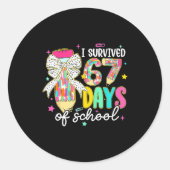 I Survived 67 Six Seven Days School Meme 100th Day ラウンドシール (正面)