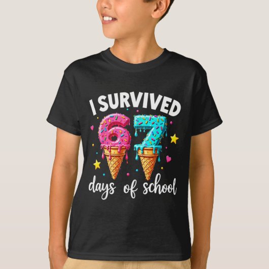 I Survived 67th Days School Drip Ice Cream Funny 6 Tシャツ (正面)
