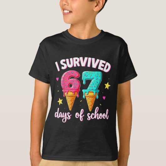 I Survived 67th Days School Drip Ice Cream Funny 6 Tシャツ (正面)