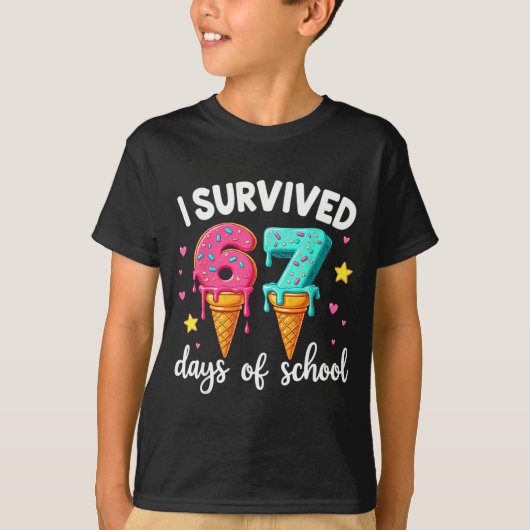 I Survived 67th Days School Drip Ice Cream Funny 6 Tシャツ (正面)