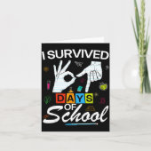 I Survived 6 7 Days Of School With Hands Funny Mem カード (正面)
