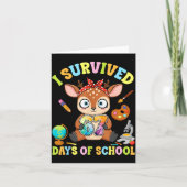 I Survived Six Seven Days Of School Cute Deer Stud カード (正面)