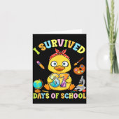 I Survived Six Seven Days Of School Cute Duck Stud カード (正面)
