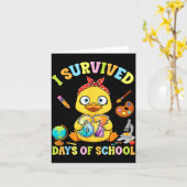 I Survived Six Seven Days Of School Cute Duck Stud カード (黄色い花)