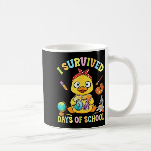 I Survived Six Seven Days Of School Cute Duck Stud コーヒーマグカップ (右)