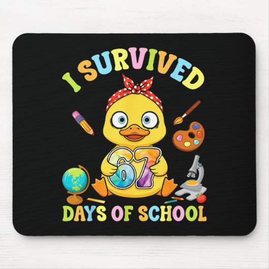 I Survived Six Seven Days Of School Cute Duck Stud マウスパッド (正面)