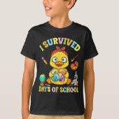 I Survived Six Seven Days Of School Cute Duck Stud Tシャツ (正面)