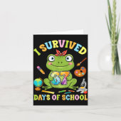 I Survived Six Seven Days Of School Cute Frog Stud カード (正面)